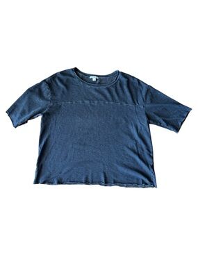 James Perse 3 Short Sleeve T Shirt Sweatshirt Gray Raw Edge Hems